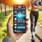 Jogging with AI health app in park